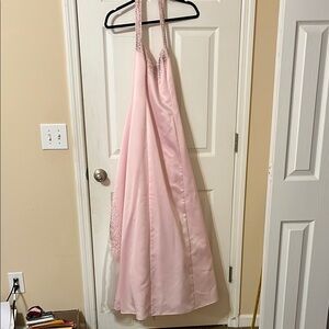 Pastel Pink Backless Sundress with Halter Neckline for Prom